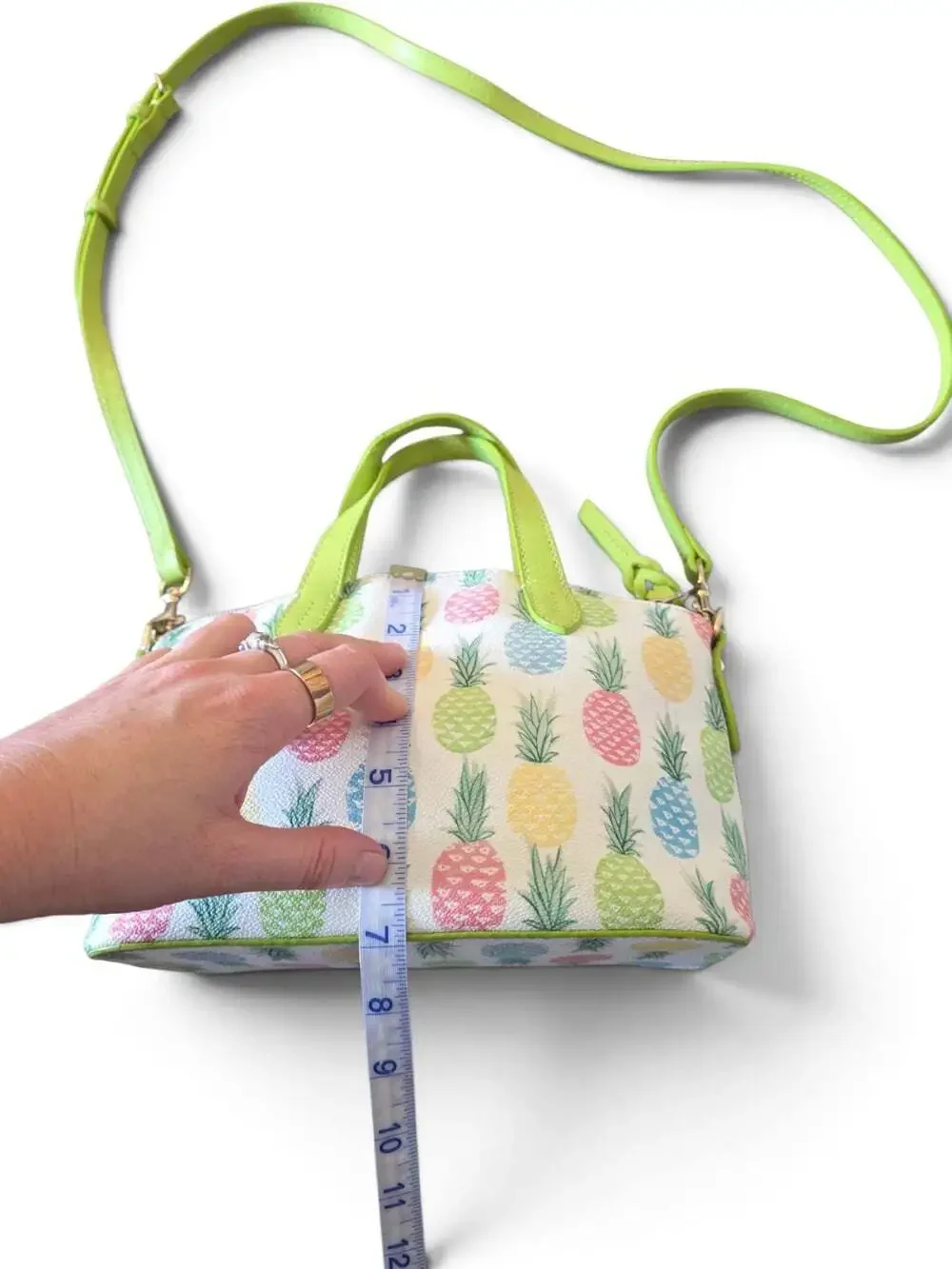 Dooney & Bourke Pineapple Satchel Crossbody Bag Lime Green Multicolor Tropical
